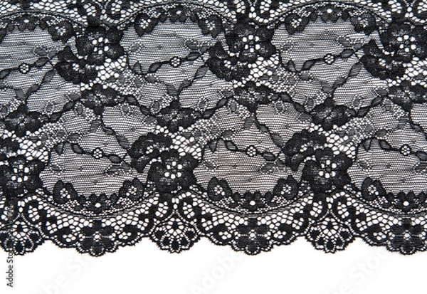 Fototapeta Black lace with pattern with form flower