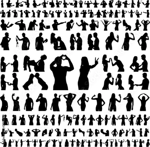 Obraz Hundreds Of People Silhouettes - Vector