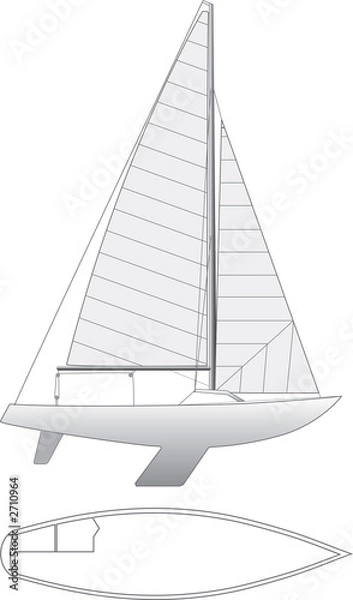 Obraz sail boat technical illustration