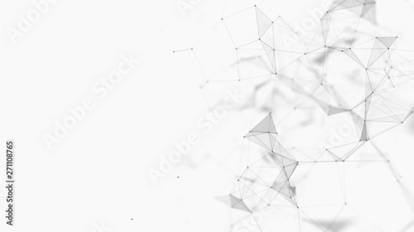 Fototapeta Abstract white digital background. Big data visualization. Science background. Big data complex with compounds. Lines plexus.