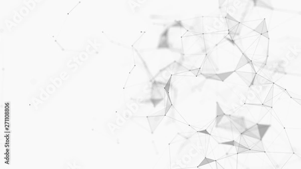 Fototapeta Streszczenie białe tło cyfrowe. Wizualizacja Big Data. Tło nauki. Kompleks dużych zbiorów danych ze związkami. Linie splotu.