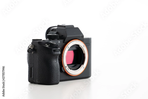 Obraz Mirrorles digital camera on pure white background