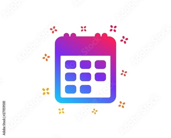 Fototapeta Calendar icon. Event reminder sign. Agenda symbol. Dynamic shapes. Gradient design calendar icon. Classic style. Vector