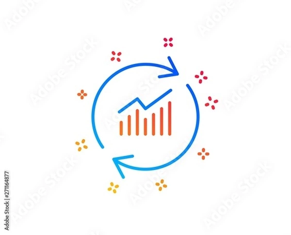 Fototapeta Chart line icon. Update Report graph or Sales growth sign. Analysis and Statistics data symbol. Gradient design elements. Linear update data icon. Random shapes. Vector
