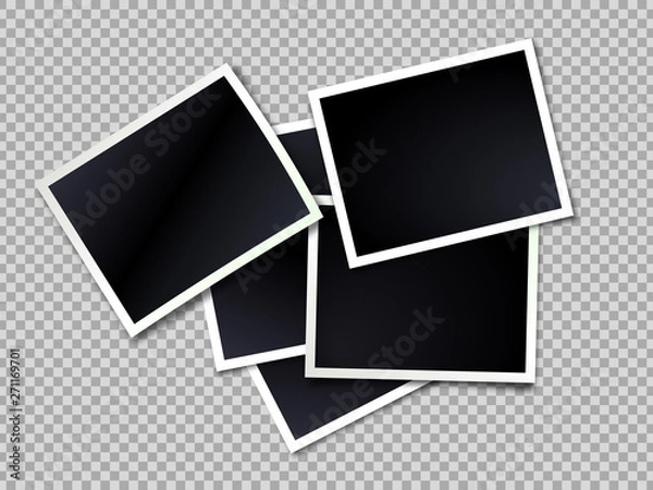 Fototapeta Photo frame. Realistic vector photo frames template on transparent background