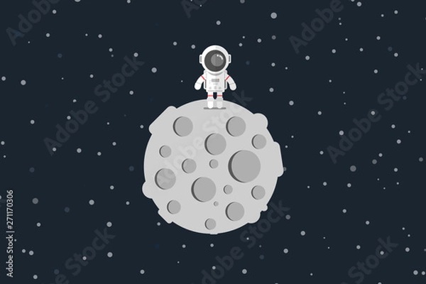 Fototapeta Flat design, Astronaut stand on the moon, Vector illustration, Infographic Element