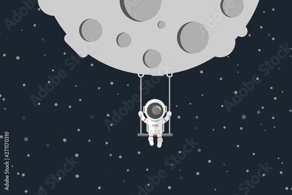 Fototapeta Flat design, Astronaut are swing on the moon, Vector illustration, Infographic Element