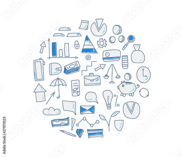 Fototapeta Set of finance elements. Vector signs isolated.