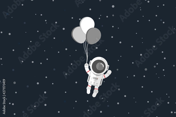 Fototapeta Flat design, Astronaut with balloon, Vector illustration, Infographic Element