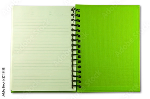 Obraz isolated green notebook on white.