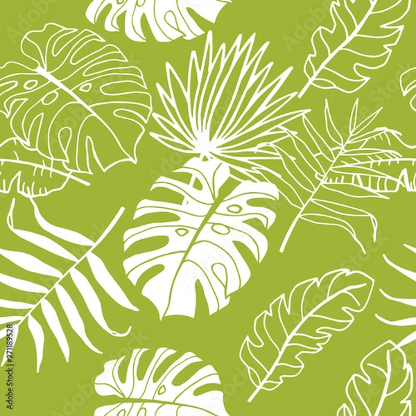 Obraz palm leaves tropical floral pattern hand drawn sketch