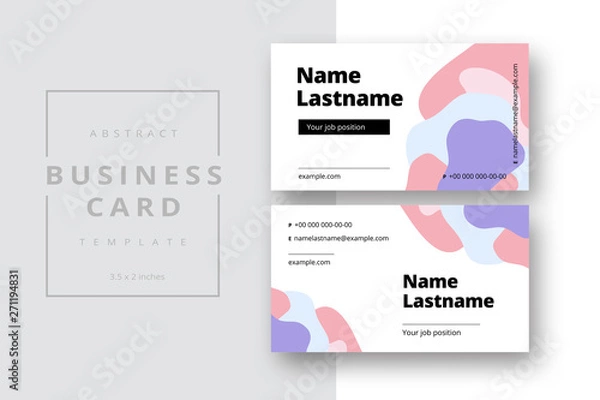 Obraz Trendy minimal abstract business card template. Modern corporate stationery id layout with geometric pattern. Vector fashion background design with information sample name text.