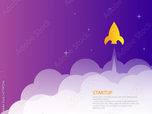 Fototapeta startup landing page rocket launcher