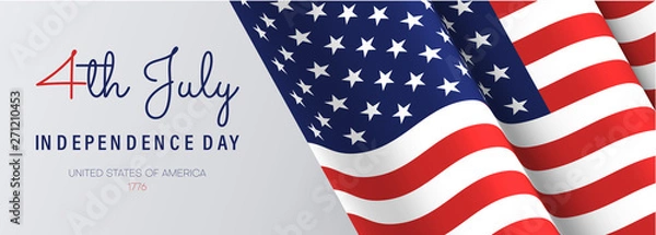 Obraz Independence Day of USA, July 4th. American flag on white background.