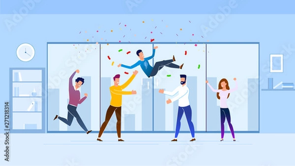 Obraz Greetings from Employees Vector Illustration.