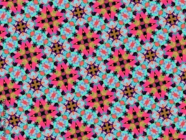 Fototapeta Abstract kaleidoscope background. Beautiful multi color kaleidoscope texture. Unique kaleidoscope design. - Illustration