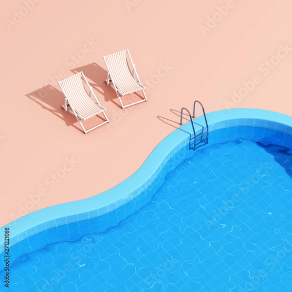 Obraz Swimming pool with lounge chairs