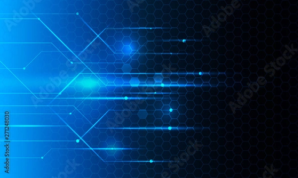 Fototapeta Cyber security, Vector illustration white gear and tree cog wheel on circuit board, 