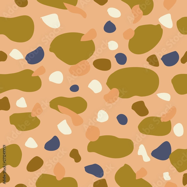 Fototapeta Army green and peach terazzo in a seamless pattern design