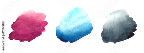 Fototapeta Set of watercolor stains with watercolour paint stroke