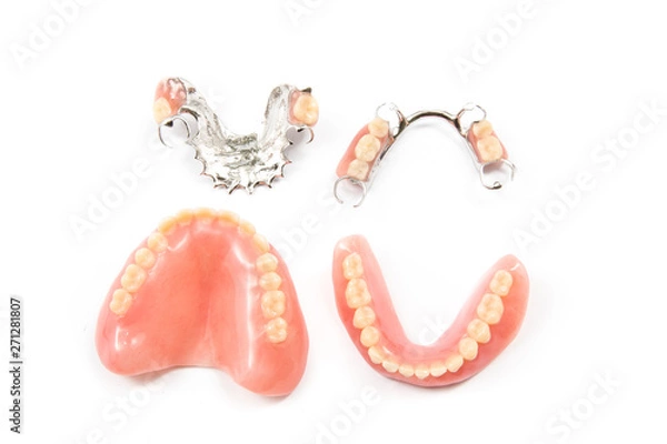 Obraz removable partial denture on white background.