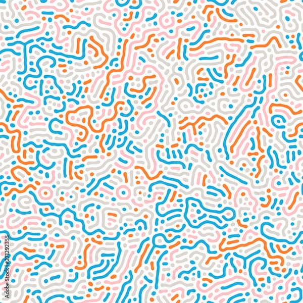 Fototapeta Diffusion reaction vector seamless pattern. Black and white organic shapes, lines pattern. Abstract Background illustration