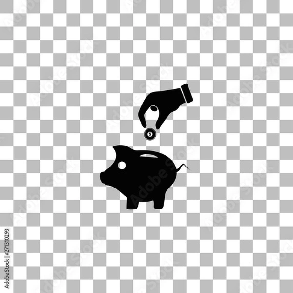 Fototapeta Saving Money with Piggy icon flat