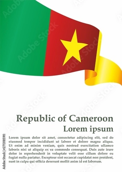 Fototapeta Flag of Cameroon, Republic of Cameroon. Template for award design, an official document with the flag of Cameroon. Bright, colorful vector illustration.