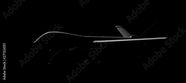 Obraz War drone 3d rendering, isolated on a black background