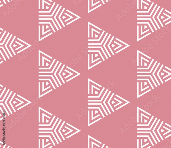 Fototapeta Pink and white pattern with geometric simple design, texture for girl