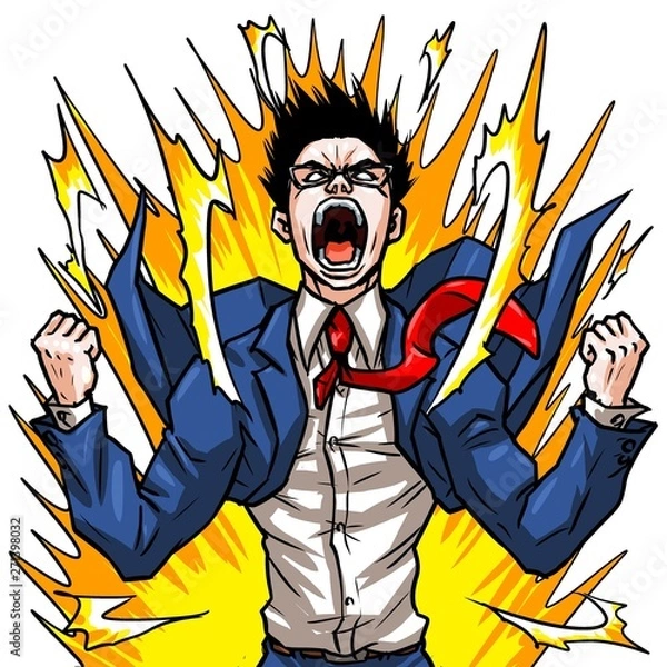 Fototapeta 叫ぶビジネスマン