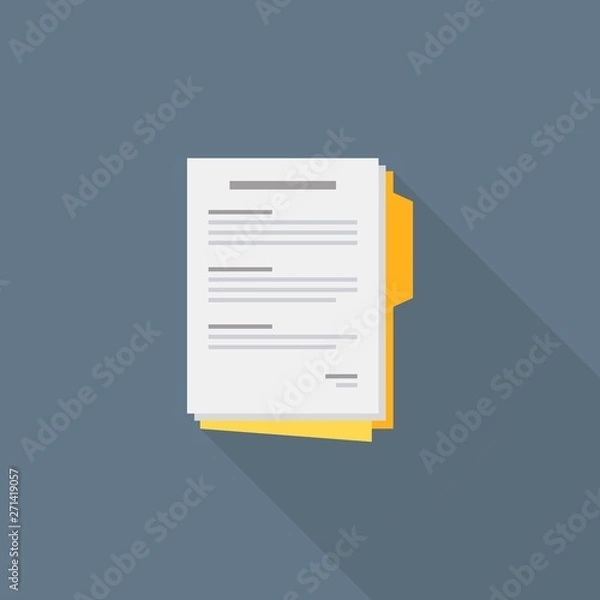 Fototapeta Document, Contract papers, Report, Agreement, Business, illustration, Vector, Flat icon