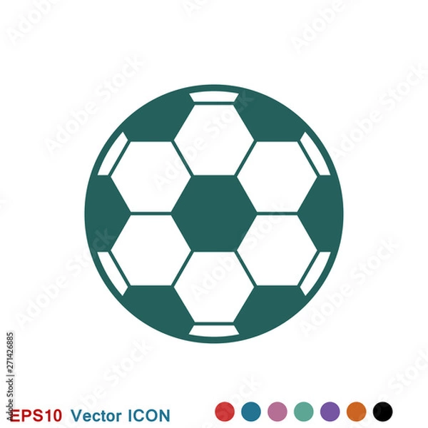Fototapeta Foot ball, soccer icon sport objects for logo, vector sign symbol for design