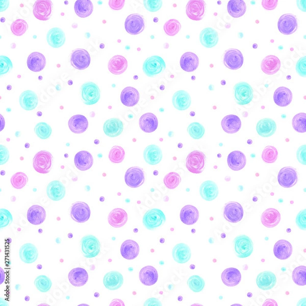Fototapeta Watercolor Polka Dot Seamless Repeat Pattern