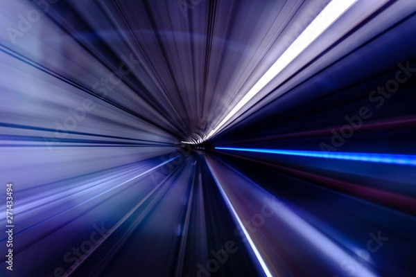 Obraz Subway tunnel motion speed rail background