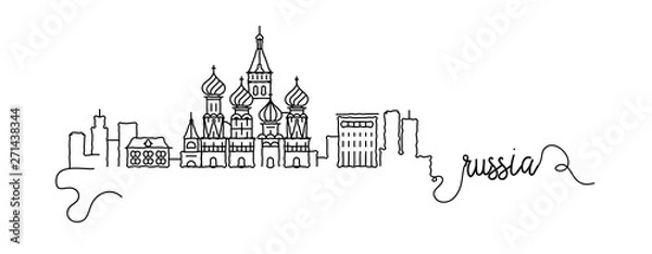Obraz Rosja Skyline Doodle Znak