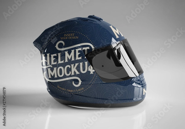 Fototapeta Kask motocyklowy na szarym makieta