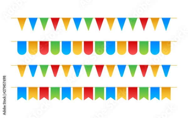 Fototapeta Birthday party invitation banners. Set of flag garlands. Vector stock illustration.