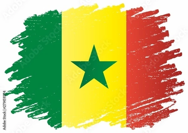 Obraz Flag of Senegal, Republic of Senegal. Template for award design, an official document with the flag of Senegal. Bright, colorful vector illustration.