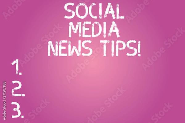 Fototapeta Conceptual hand writing showing Social Media News Tips. Business photo text Internet online communications new ways of knowledge Color Rectangular Shape Outline and Round Beam in Center