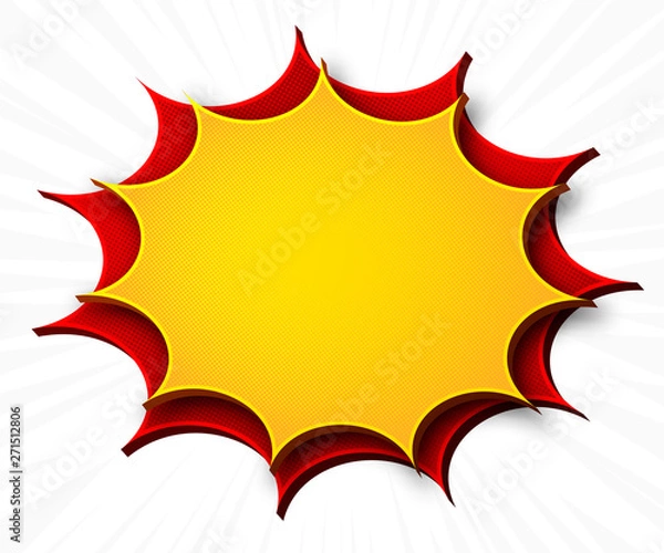 Fototapeta Comics background. Cartoon poster in pop art style with yellow-red speech bubbles with halftone effect. Funny colorful banner with place for text on white backdrop