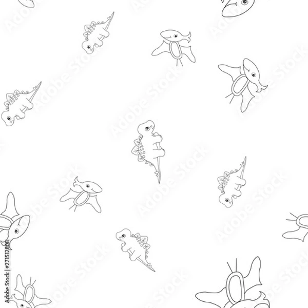 Fototapeta Stegosaurus and pterodactyl seamless pattern