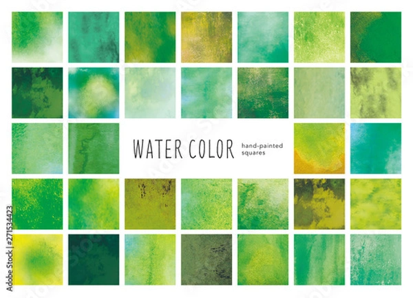 Fototapeta 緑の水彩四角アイコン
