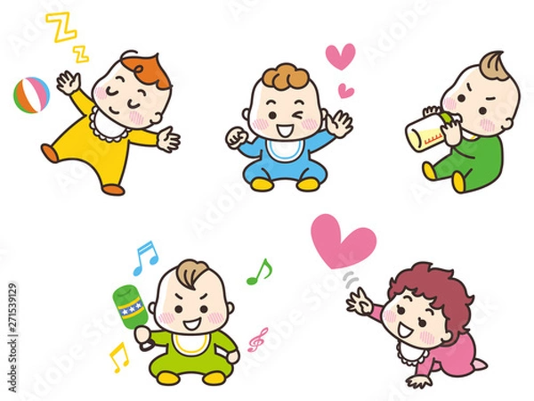 Fototapeta 男の赤ちゃんと女の赤ちゃん