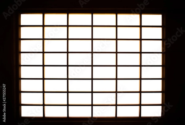 Obraz Lights shining into the room from the shoji screen window. Japanese architecture for door or window for room divider.