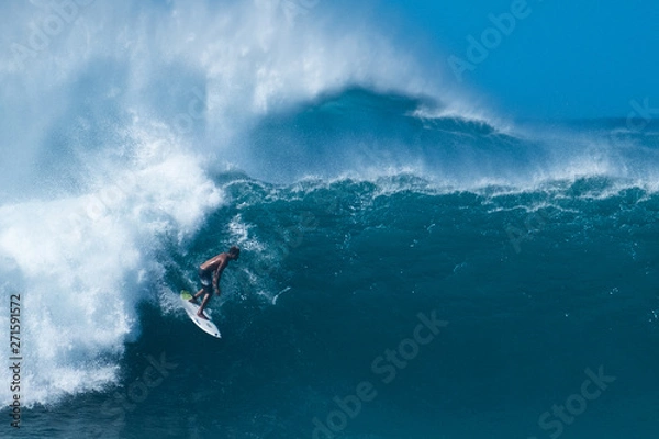 Fototapeta OAHU / USA - DECEMBER 05, 2019: famous Banzai Pipeline surf spot located on the North Shore of Oahu in Hawaii