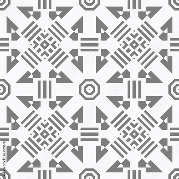 Fototapeta White and grey simple patern with geometric elements