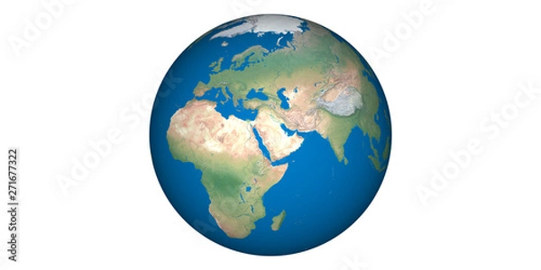 Obraz Earth world globe round from space white background