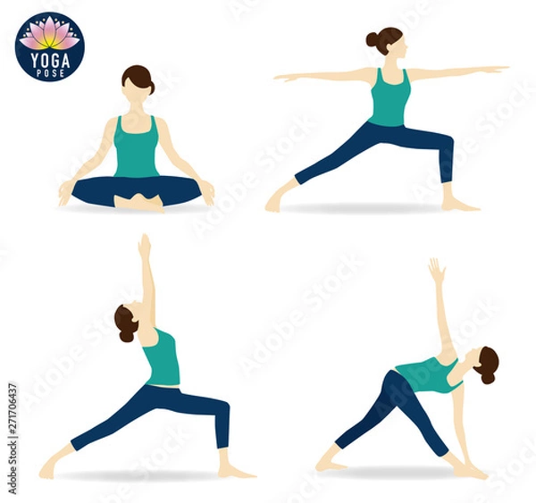 Fototapeta ヨガ　ポーズ　セット