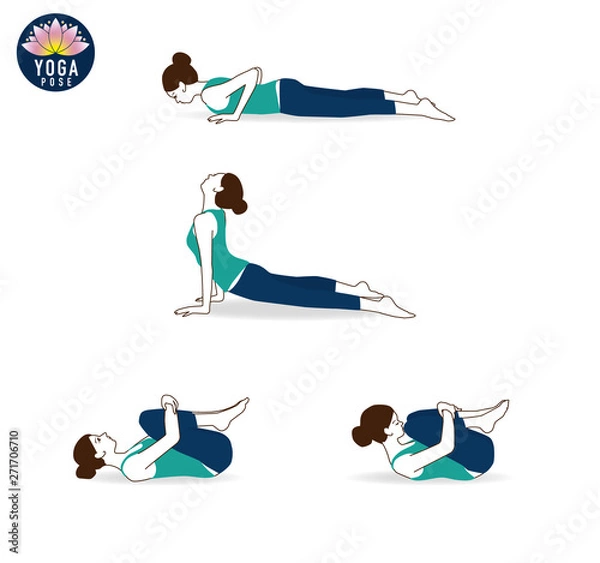 Fototapeta ヨガ　ポーズ　セット